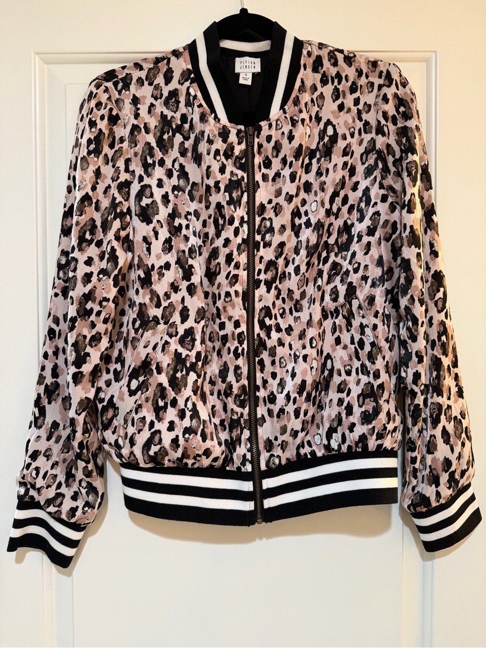 Zebra Animal Print Bomber Jacket - Pink Leopard